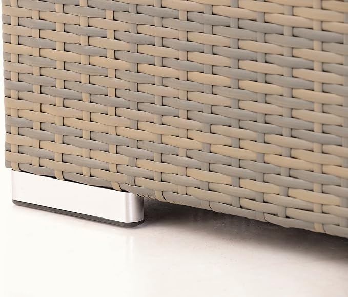 Alfresco Home 353-1816 Sicuro Medium Wicker Cushion Storage w/Hydraulic lid Deck Box, Taupe
