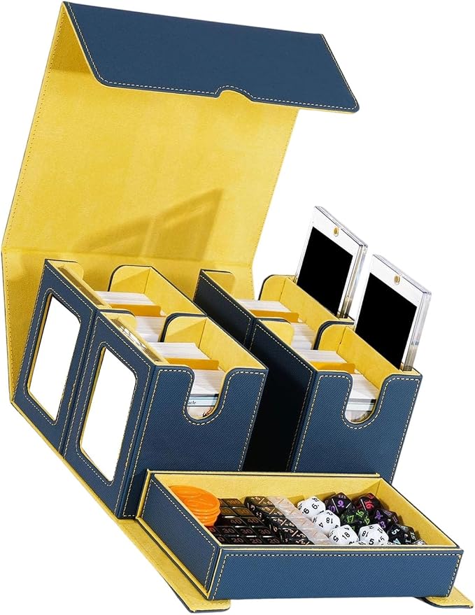 Card Storage Box with Holders and Dices Tray Multifunctional Deck Organizers with Removable Dividers Portable Carrying Organisers Case
