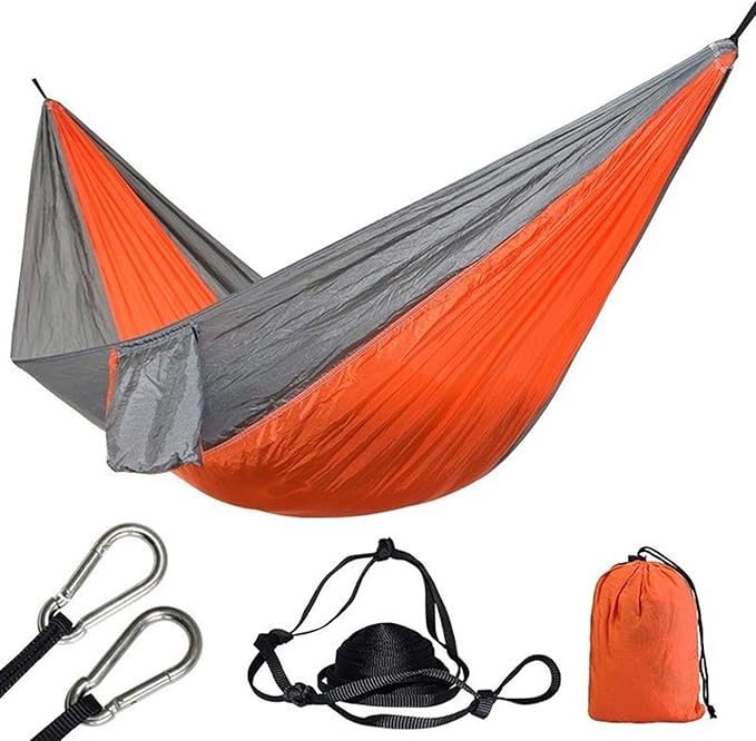 Hammocks for Camping 2 Person, Portable Hammock Foldable, Double Hammock Swing Chair for Adults, Hammock with Chains and Hooks, for Travel Patio Garden