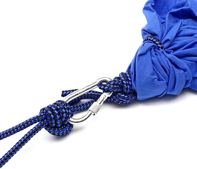 Elastic Therapy Swing Indoor Outdoor Hammock Style Sensory Hanging Chair with Carabiner Ropes 80kg Capacity (Blue)