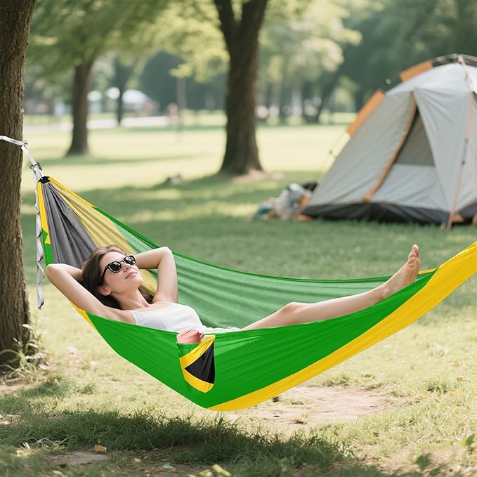 National Flag of Jamaica Hammocks with Portabl Carry Bag Backyard Hammock for Indoor Outdoor Patio