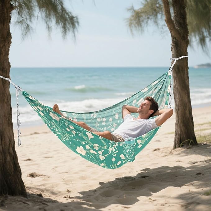 Vintage Lily of The Valley Mint Green 330lb Capacity Outdoor Hammocks Rope Hammock for Camping & Hiking Essential Base para poner hamaca
