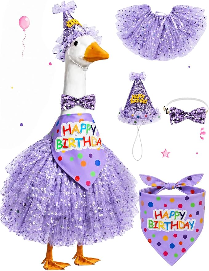 Porch Goose Outfits - 23" /17" Porch Goose Clothes for Lawn Yard (Purple)