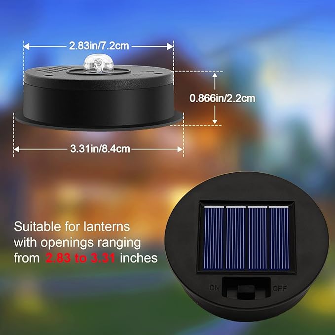 ZNYCYE Solar Light Replacement Top Parts 6 Pack(Top Size 3.31 inch,Bottom Size 2.83 inch)，7 Lumens Lantern Lids Waterproof Replacement Solar Light Tops, Lantern Replacement Parts for Outdoor Garden