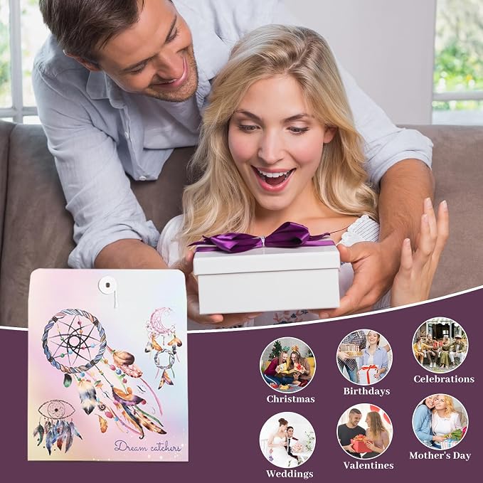 Crystal Suncatcher, Dreamsum Window Suncatchers with Crystals and Stones | Sun Catchers Indoor, Window Catcher with Prism Slices, Moon Crystal Suncatchers gift for Girls, Lover and Mom-Purple