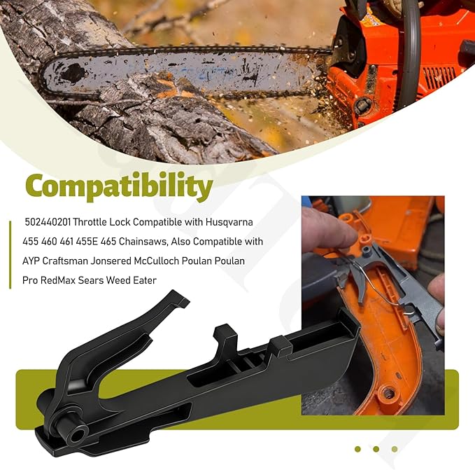 502440201 Throttle Lock Compatible with Husqvarna 455/460/461/465/455E Chainsaws