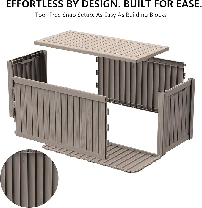 Outdoor Storage Box, 180 Gallon Waterproof Deck Box [Upgraded 3.0], Piston-Lift Tall Standing Cabinet for Oversized Cushions, Lockable Deep Tool Organizer Storage Bench, Large Lawn, Grey