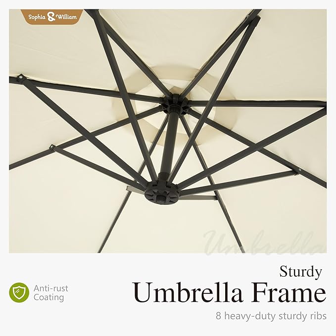 Sophia & William Offset Patio Umbrella 10ft Outdoor Table Umbrella Hanging Umbrella