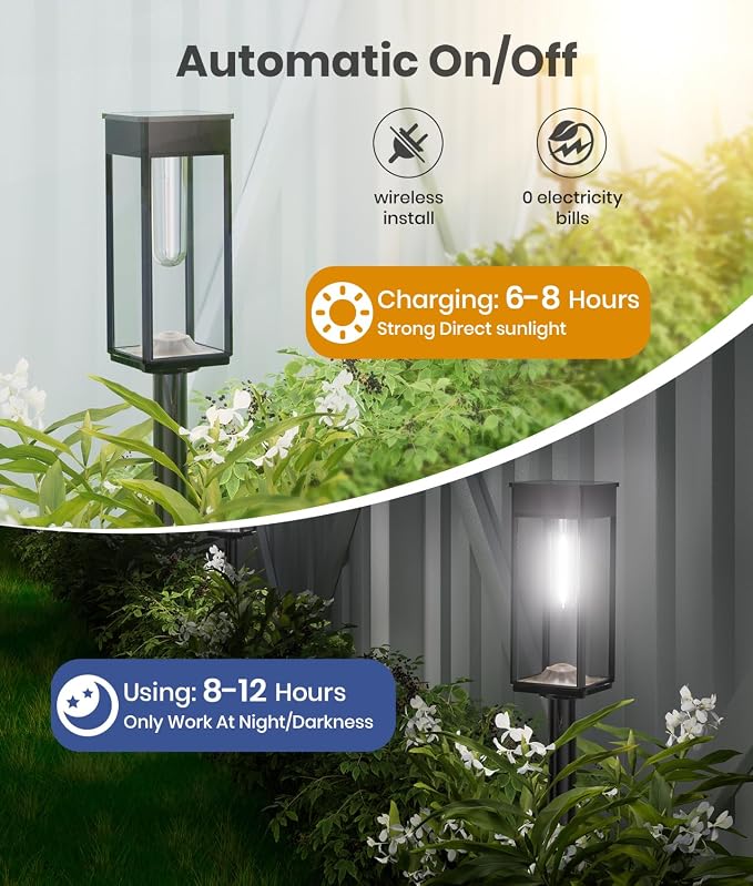 ALFIOT Solar Pathway Lights Outdoor, 6 Pack Bright Solar Lights Outdoor, Auto On/Off, IP65 Waterproof Solar Garden Lights Solar Powered Landscape Lighting for Yard Patio Walkway Driveway Pathway