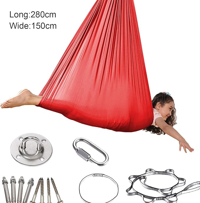 Talent Star Sensory Swing,Children Hammock,Sensory Swing for Kids with Special Needs Therapy Swing Cuddle Swing Indoor Outdoor for Child & Adult with Aspergers Sensory Integration Red