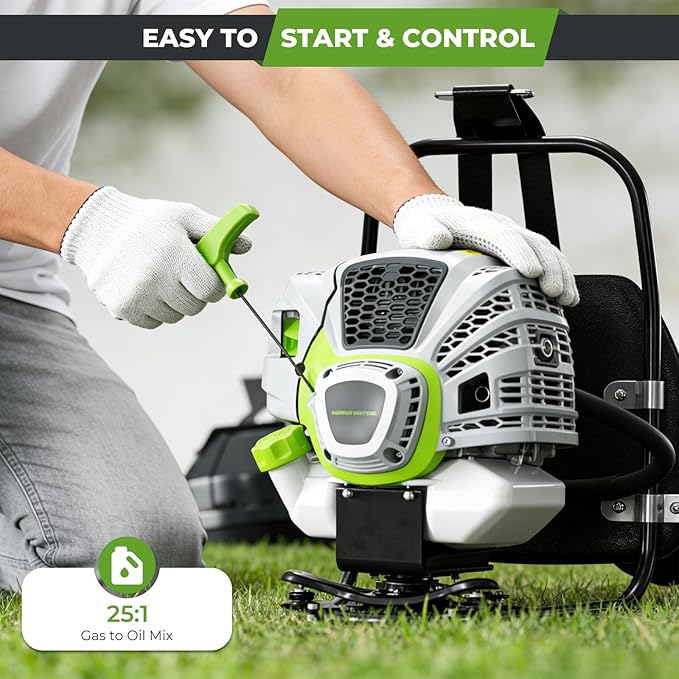 6-IN-1 Multi-Functional Weed Wacker Gas Powered, 52CC 2-Stroke Backpack Gas Powered Weed Eater String Trimmer, Pole Saw, Hedge Trimmer, Brush Cutter Blade, Safety Lock&Shoulder Strap for Lawn Trimming