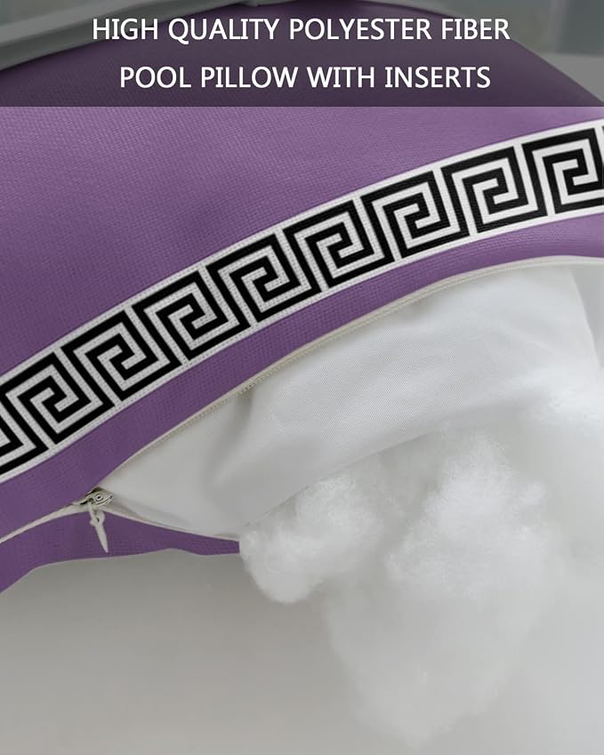 Outdoor Pillows Covers with Inserts Chinese Style Pattern Purple Background Waterproof Recliner Pillow with Adjustable Strap Throw Pillows for Patio Furniture Pool Lounge Chair, 11x16 inch, 1PCS