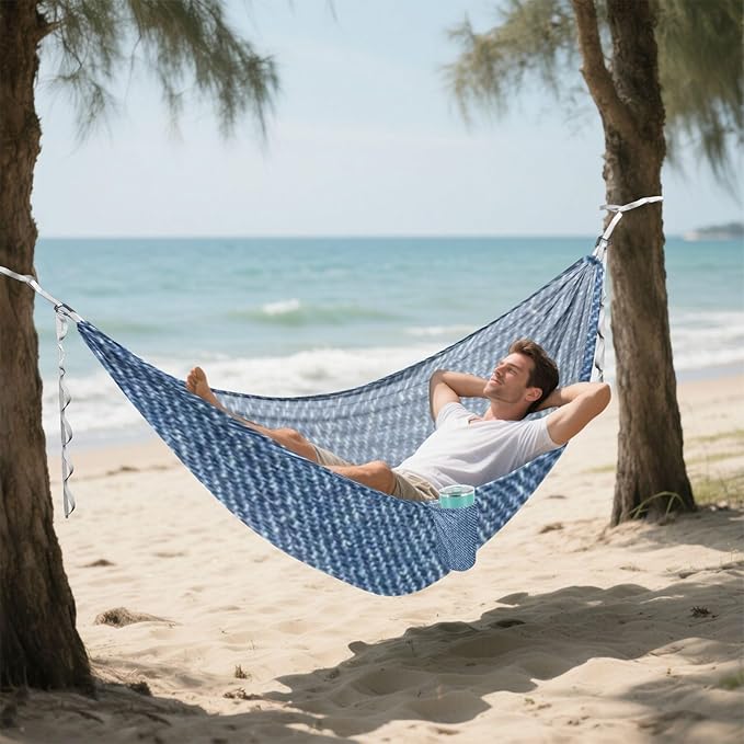 Blue Jeans 330lb Capacity Hammocks for Camping with Hanging Rope Backyard Hammock for Patio Backyard Lounge Base hamaca inflable para Piscina