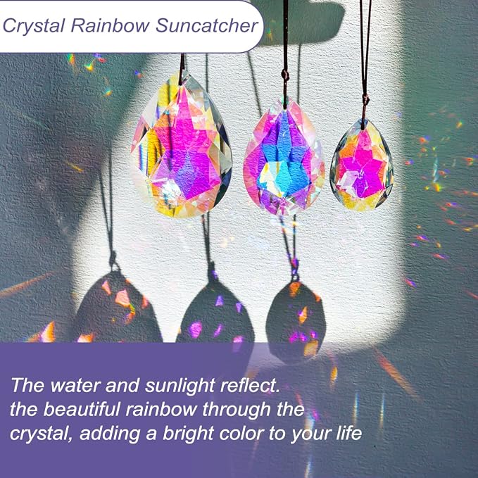 3 Pcs Colorful Bauhinia Crystal Prisms Suncatcher Chandelier Window Decor | Colorful Bauhinia Crystal Prisms Suncatcher Rainbow Maker 2 2.5 3 Inch for Window Chandelier Tree Decor