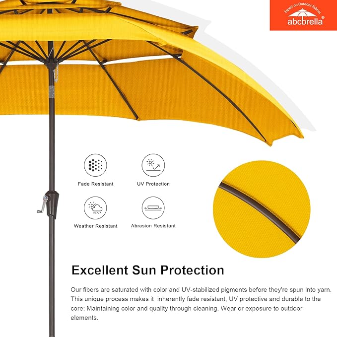 ABCCANOPY 5-Year 10-Year No Fading 9FT 3 Tiers Patio Umbrella, Outdoor Table Umbrella with 8 Sturdy Ribs for Deck, Backyard, Garden, Yard