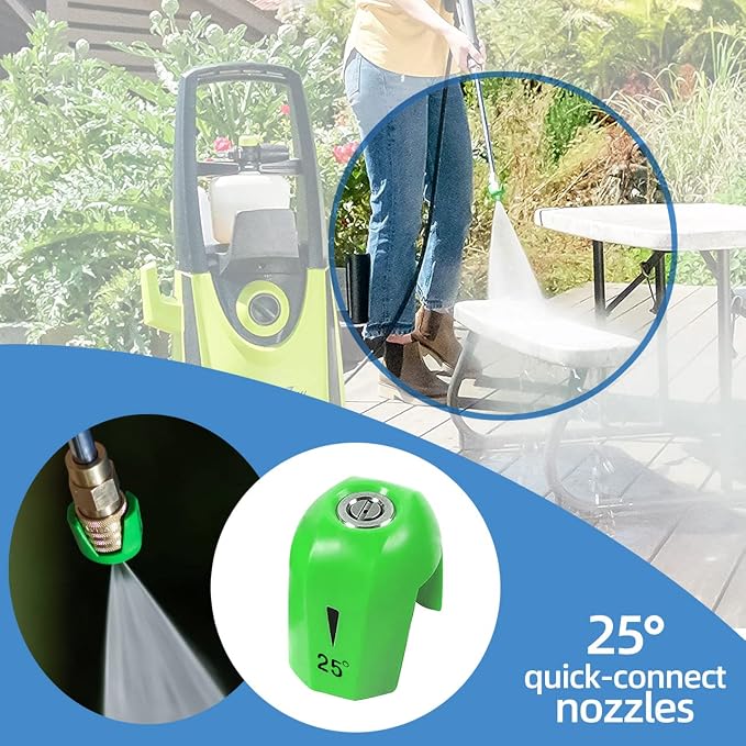 SPX3000-TPS Quick-Connect Spray Tips for Sun Joe SPX 3000 Series Pressure Washer Nozzle Set (0 Degree, 15 Degree, 25 Degree, 40 Degree, Soap) - 5Pcs