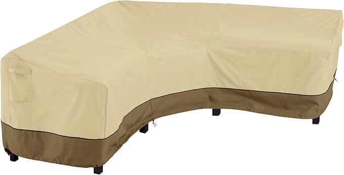 Classic Accessories 56-304-051501-EC Veranda V-Shaped Sectional Sofa Cover, 115" L X-Large, Pebble-Earth-Bark, Patio Furniture Covers