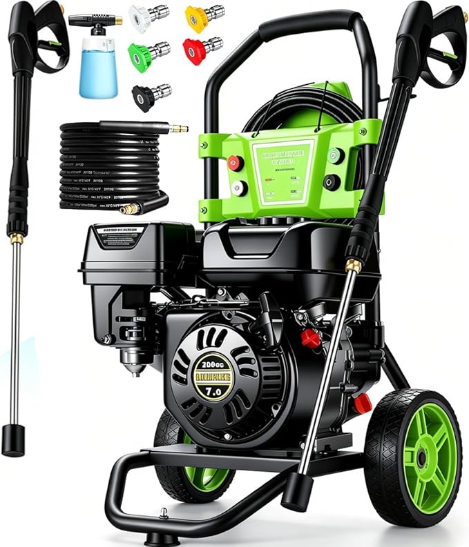 4200PSI Gas Pressure Washer 4.0GPM Gas Power Washer 209CC Gas Powered Washing Machine Commercial High Pressure Washer with 25ft Hose&5 Nozzles for Patio Garden Yard Vehicle,EPA/CARB/ETL