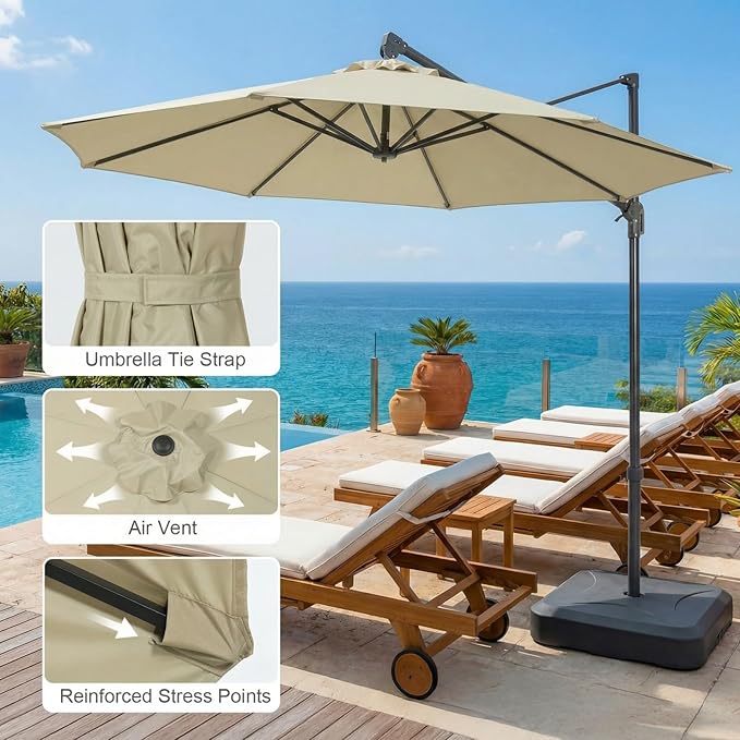 COWVIE Umbrella Canopy Replacement for 8 Ribs Patio Umbrella, Outdoor Table Parasol Replacement for Yard, Canopy Only
