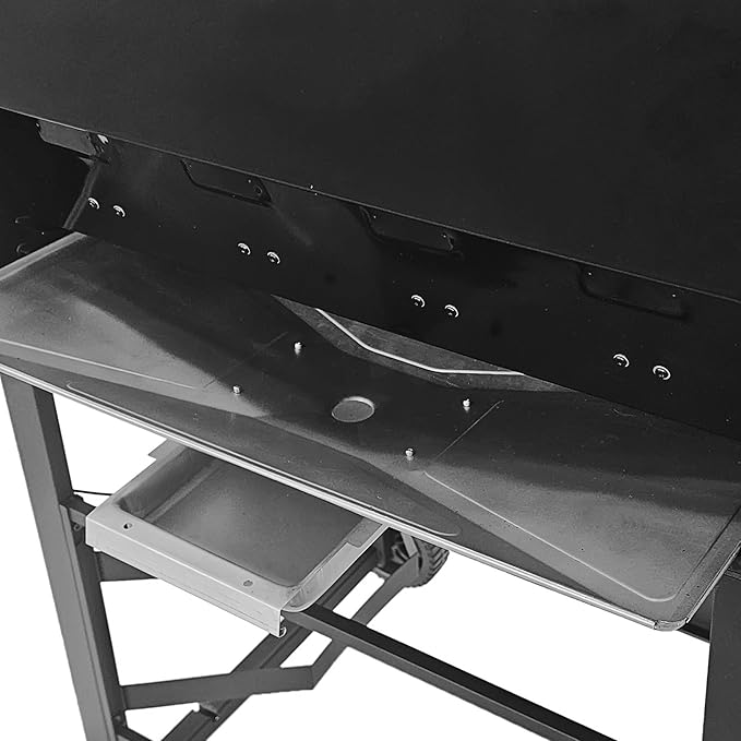 Grill Boss 4-Burner Outdoor Propane Gas Grill with Side Shelves, Stainless Steel Lid, Push Ignition, Warming Rack, Wheels, Black
