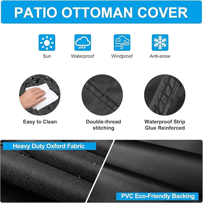Patio Table Cover 100% Waterproof, 107.8x82.2x27.9 inch Outdoor Table Cover Rectangular, Patio Furniture Cover for Dinning Furniture, Picnic Coffee Tables Chairs and Sofas, Black