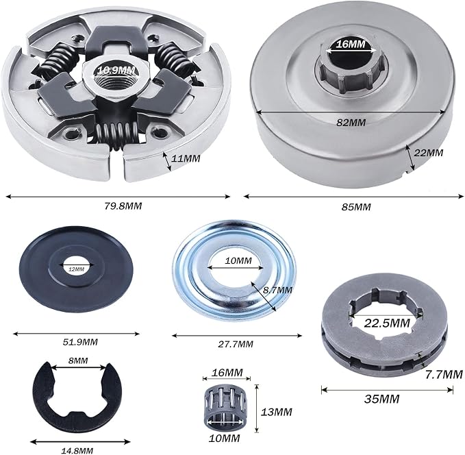 Adefol Chainsaw 3/8"-7 Clutch Drum Rim Sprocket Kit for Stihl MS660 066 064 MS640 MS661 Chainsaw, MS660 Cutch Kit With Washer E-clip Needle Bearing Replacement Parts # 1122 160 2002, 1122 007 1000