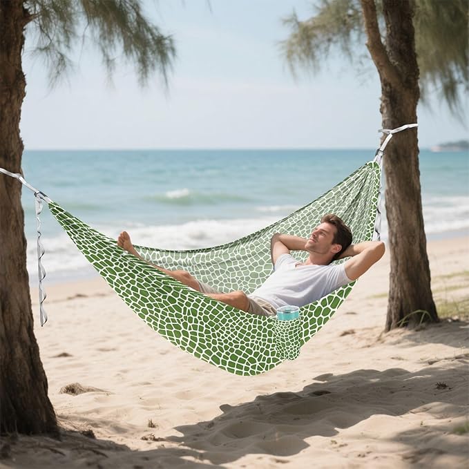 Camping Hammock Outdoor Hammocks for Outside Lizard Skin Green Beach Trees Portable Lightweight with Pockets Tree Straps Indoor