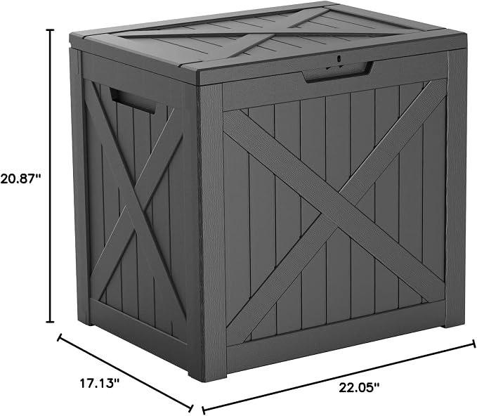 32 Gallon Waterproof Outdoor Storage Box, UV Resistant Resin Deck Box with Hydraulic Rod for Reinforced Stability, Perfect for Patio, Garden, and Pool（Black，32 Gallon）