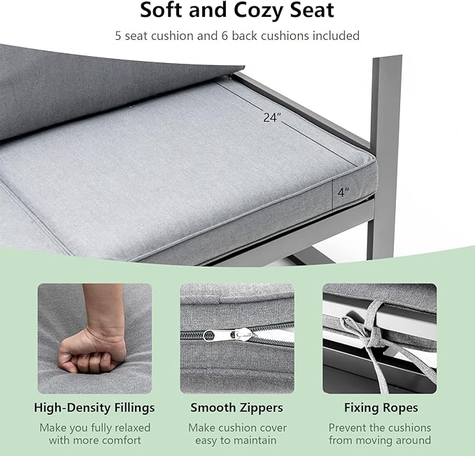 Giantex 4 Piece Patio Furniture Set, Aluminum Sectional Patio Sofa Set, 4 Inch Thick Seat & Back Cushions, Convenient Coffee Table, Outdoor Metal Conversation Set for Backyard Garden Poolside