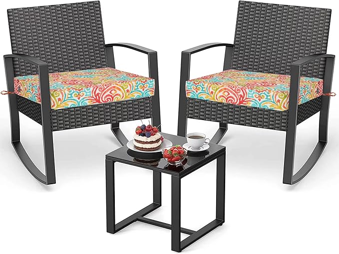 FUNHOME 2 Pack Outdoor Cushion Slipcovers 24" x 24" x 4", No Insert! Water-Resistant Patio Chair Seat Cushion Covers with Zipper and Tie, Replacement Cover Only(Corinthian Dapple)
