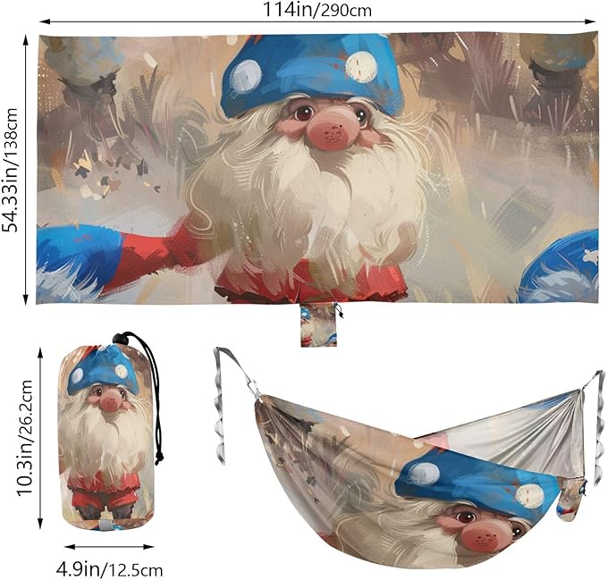 4th of July Independence Day Red and Blue Dwarfs 330lb Capacity Outdoor Hammocks with Tree Straps Indoor Hammock for Camping & Hiking Essential hamaca para acampar