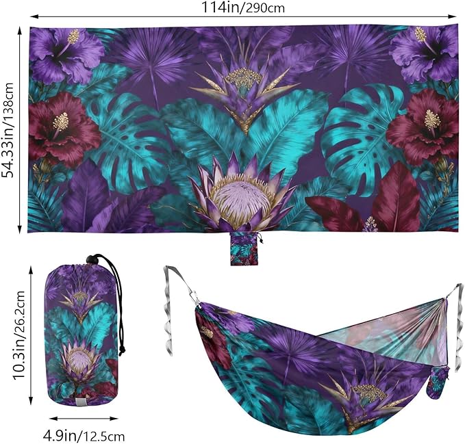 Tropical Floral Camping Hammocks Fabric Hammock for Outside Patio Backyard Poolside
