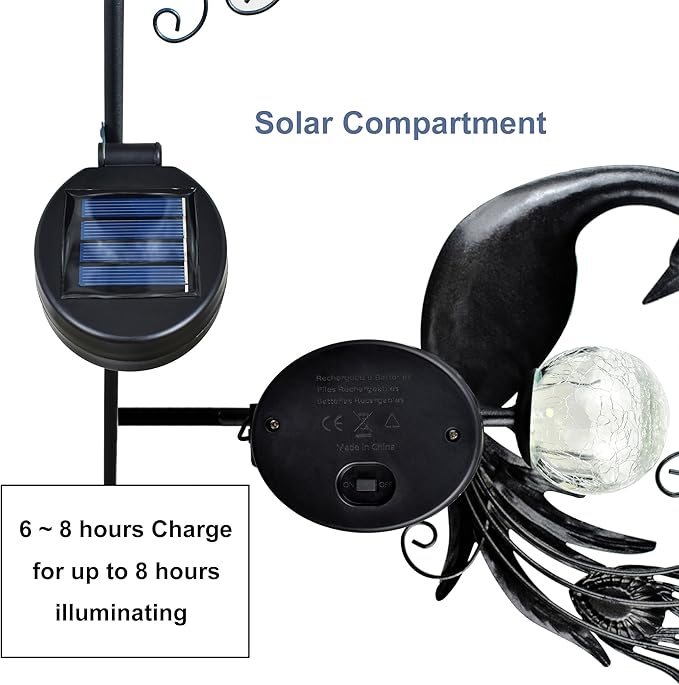 ARTER Solar Garden Stake Light, 50 Inches Tall Metal Peacock Outdoor Waterproof Decorative Solar Pathway Light with Bling Bling Jewels, LED Landscape Light for Yard Patio Lawn Poolside (Pack of 1)