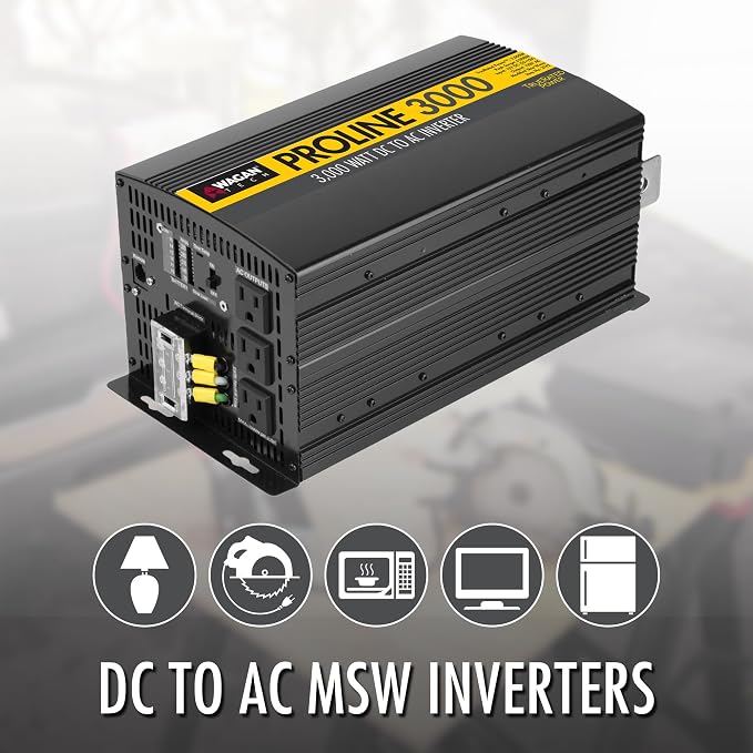 Wagan EL3748 12V 10000 Watt Power Inverter with Remote Control 20000 Watt Surge Peak Proline 12 Volt Power Converter for Home RV Camping Van Life Off Grid
