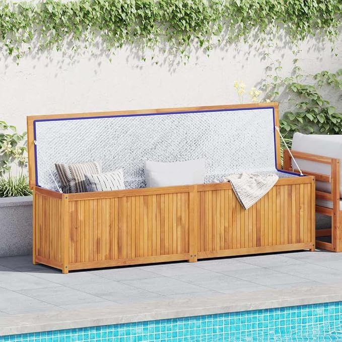 Acacia Wood Deck Box, Garden Backyard Storage Box, Patio Storage Container for Balconies, Gardens, Ggarages, 78.7"x19.7"x21.7", 78.7"x19.7"x21.7",-338