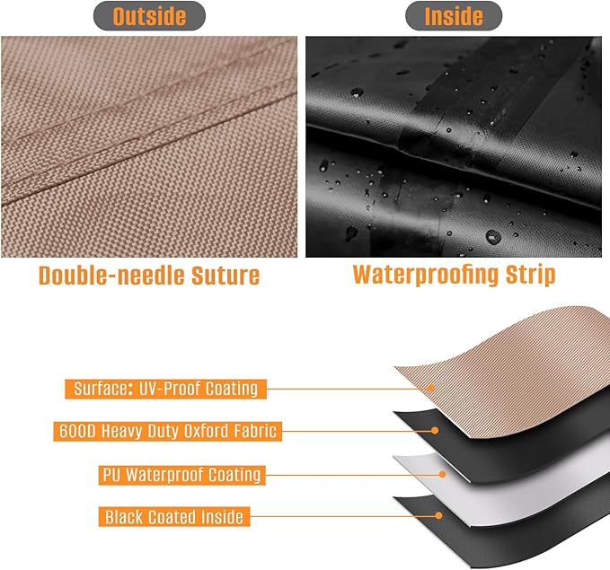 Kovshuiwe 2Pcs Outdoor Waterproof Patio Ottoman Cover 22"L x 22"W x 18"H, Patio Wicker Side Table Cover,Waterproof Square Patio Small Side Table Cover,Khaki