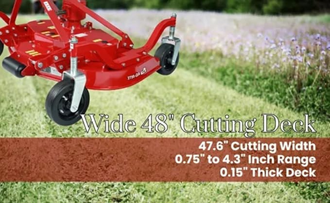 48" Finishing Mower | 3-Point Cat 1 Hitch | 3-Blade Rear Discharge for 16-50 HP Tractors | Grooming Attachment for Lawns and Pastures | 540 RPM PTO (PTO Shaft Not Included)
