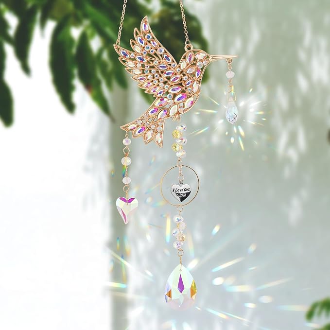 Hummingbird Gifts for Mom, Mom Gifts for Birthday Christmas from Daughter, Sun Catchers Indoor Window Outdoor Garden, Spring Home Decor Hummingbird Gift for Women Mother Grandma Bird Lovers
