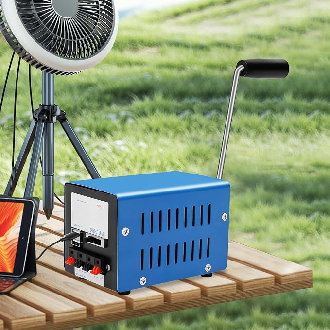 20W Portable Hand Crank Charger, USB Inverter Manual Crank Generator, Emergency Power Generator for Travel Camping Hiking Survival Activities