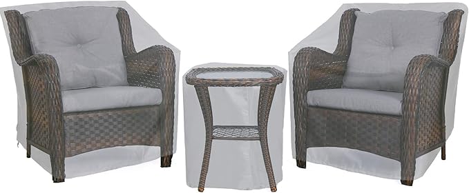Patio Furniture Covers,Outdoor Furniture Cover Waterproof,Patio Furniture Set Covers for 3 Piece Outdoor Bistro,Patio Sofa Covers Set for 2 Chairs and Coffee Table,Grey