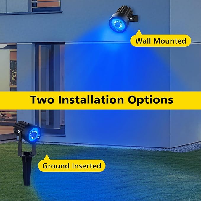 T-SUN Blue Solar Spotlights Outdoor Waterproof, 2-in-1 Solar Landscape Lights with 2 Modes, IP65 Adjustable Spotlights for Garden Yard Patio Decor(Blue)