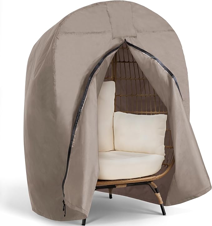 SUNCREAT Lawn Egg Chair Cover, Patio Rain Cover for Indoor Outdoor Chair, Medeium Size, Brown