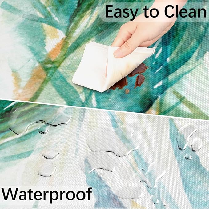 Fitted Round Tablecloth with Umbrella Hole and Zipper Tropical Trees Outdoor Elastic Table Cloth 45"-56" Oil-Proof Waterproof Abstract Tree Patio Table Cover for Picnic Party