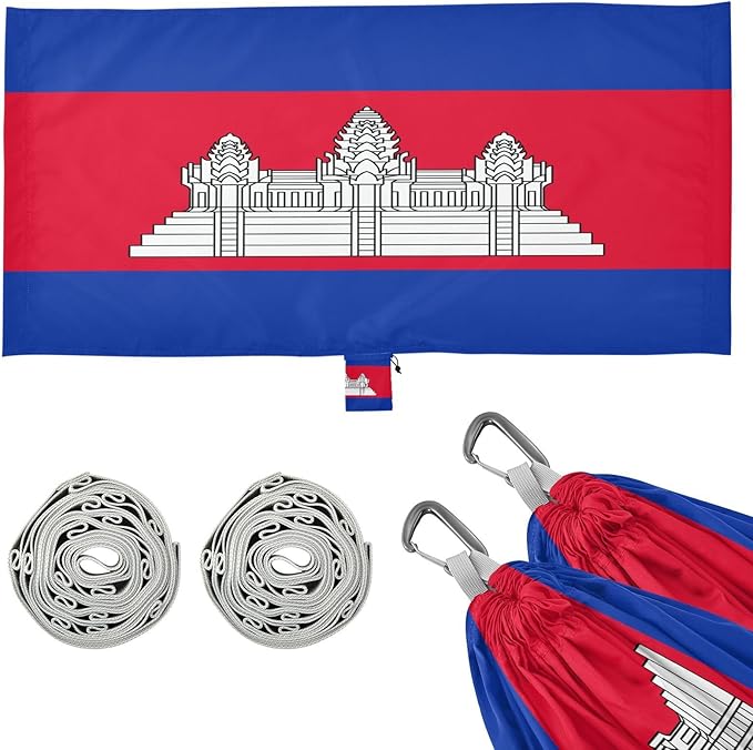 National Flag of Cambodia Hammocks with Portabl Carry Bag Backyard Hammock for Indoor Outdoor Patio