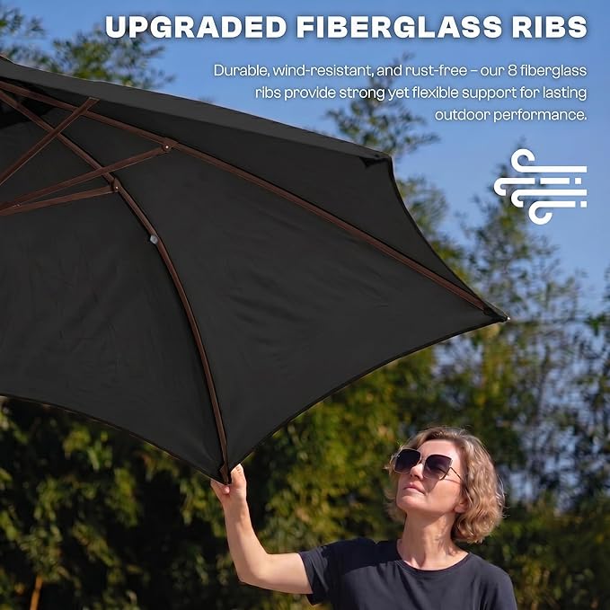 7.5ft Patio Umbrella, Outdoor Table Market Umbrella with Smooth Crank Lift, 6 Windproof Fiberglass Ribs, UPF50+ UV Protection for Deck, Pool, Garden and Backyard