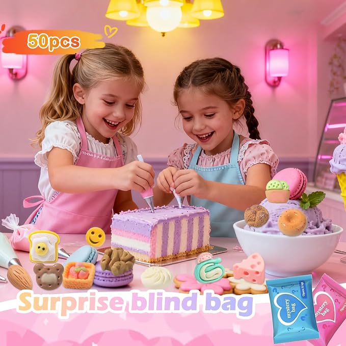100PCS Mystery Blind Bag Mini Food Toy Set, Squishy Surprise Toys Bulk, Pretend Play Kitchen Food, Dollhouse Accessories Miniature Food Figures, Sensory Fidget Toys, Party Favor Gift Pack for Kids