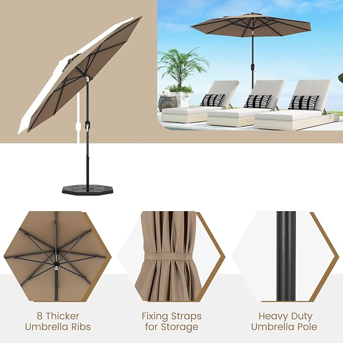 Giantex 9ft Patio Umbrella Outdoor, Market Table Umbrella w/Push Button Tilt and Crank, 180G Polyester Fabric and Sturdy Ribs, Sun Canopy Umbrellas for Patio Garden Beach Deck Pool