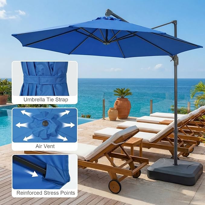COWVIE Umbrella Canopy Replacement for 8 Ribs Patio Umbrella, Outdoor Table Parasol Replacement for Yard, Canopy Only