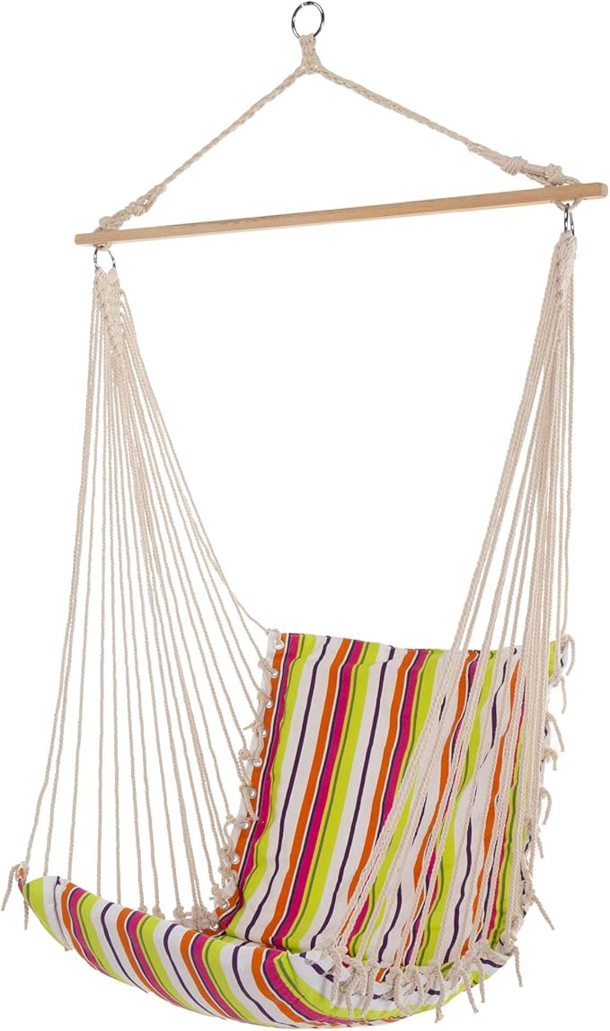 Castaway Living Large Fruit Stripe Hammock Chair with Quick Dry Fabric, Designed in The USA, Durable & Comfortable, Spacious Swing for Sunroom, Patio, Porch, Balconies, Backyard & More
