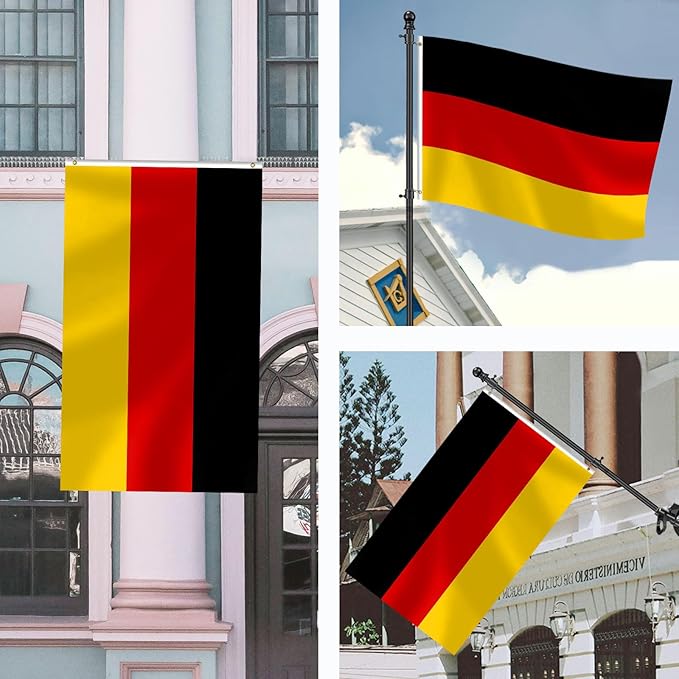 German Flag 3x5 FT Heavy Duty Germany Flag Double Stitched Vivid Color Fade Proof Outdoor Decor With Brass Grommets(German)